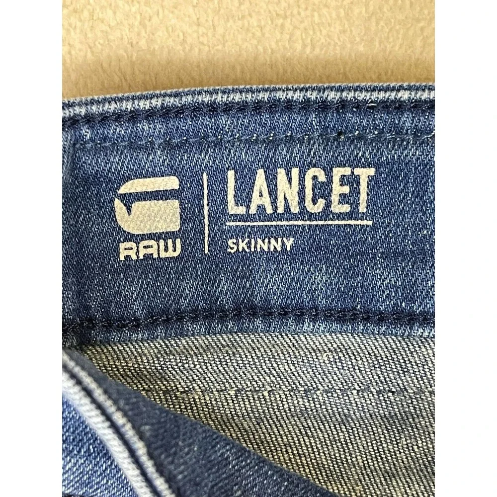 G-Strar Raw Jeans Adult 30x32‎ Blue Lancet Skinny Logo Mid Rise Pocket Mens